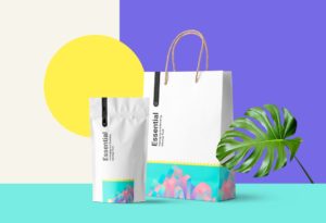 Pouch Pack and Carton Bag Mockup
