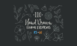 110 elementos florales a mano gratis