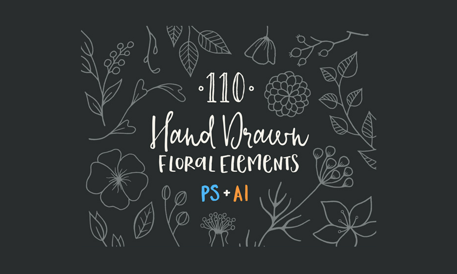110 elementos florales a mano gratis